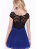 Cap Sleeves Sequined Lace Chiffon Short Prom Dress